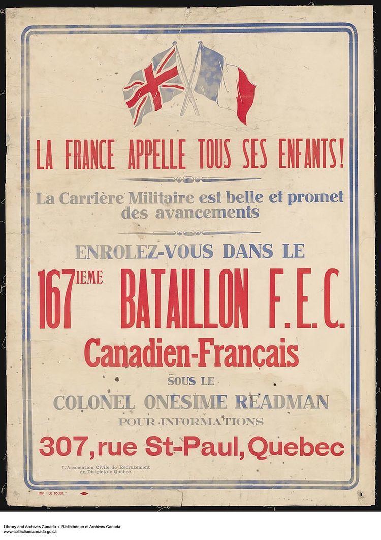 167th (Canadien-Français) Battalion, CEF