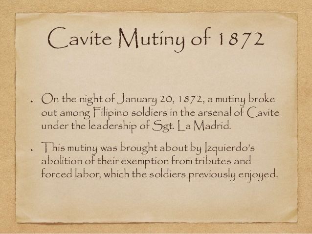 Part of Chapter 4 of "The Dawn of Filipino Nationalism", the Cavite Mutiny of 1872.