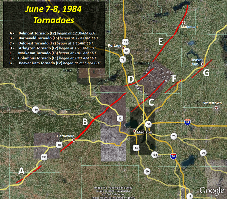 1984 Barneveld tornado outbreak June 8 1984 Barneveld WI F5 Tornado