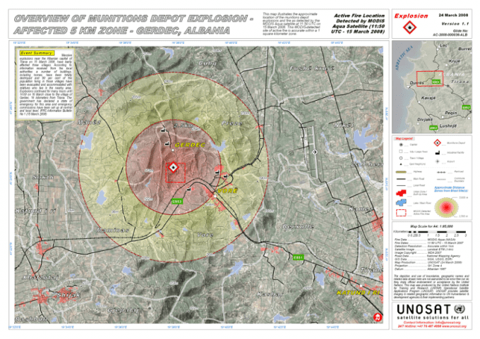 2008 Gërdec explosions Overview of Munitions Depot Explosion Affected 5 km Zone Gerdec
