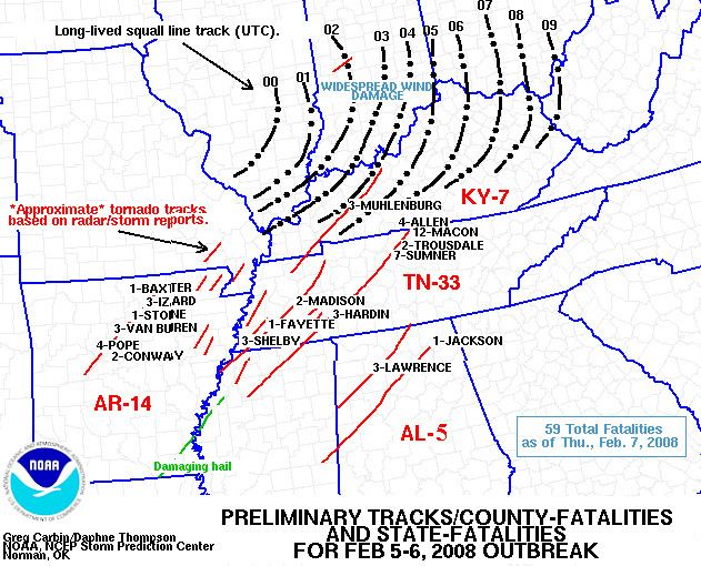 2008 Super Tuesday tornado outbreak Super Tuesday Outbreak damage surveys find five EF4 tornadoes