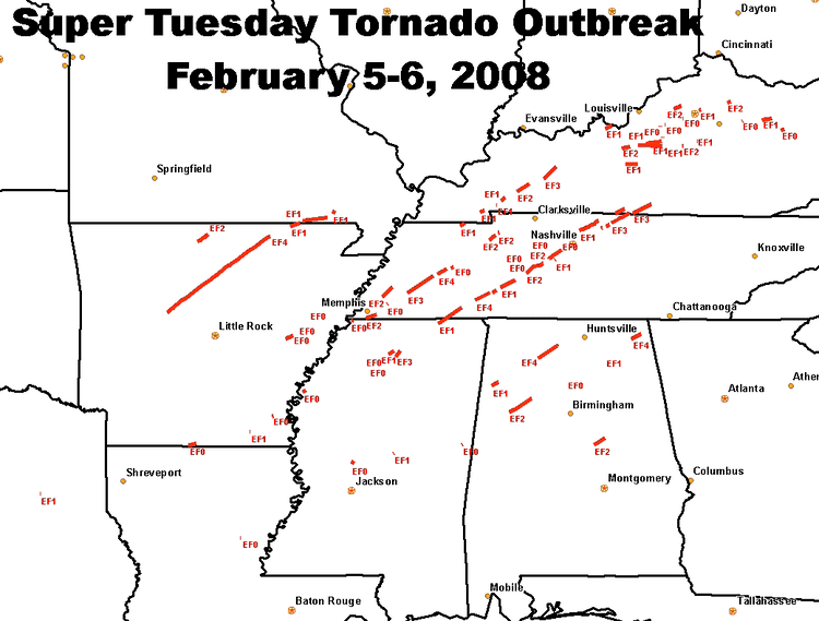 2008 Super Tuesday tornado outbreak The Super Tuesday Tornado Outbreak of 2008 Weather or Not