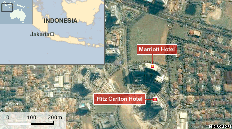 2009 Jakarta bombings BBC News Fatal blasts hit Jakarta hotels
