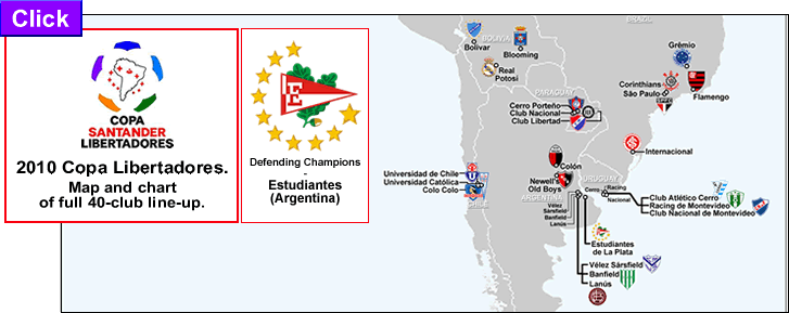 2010 Copa Libertadores 2010 Copa Libertadores map of the 40 clubs in the competition