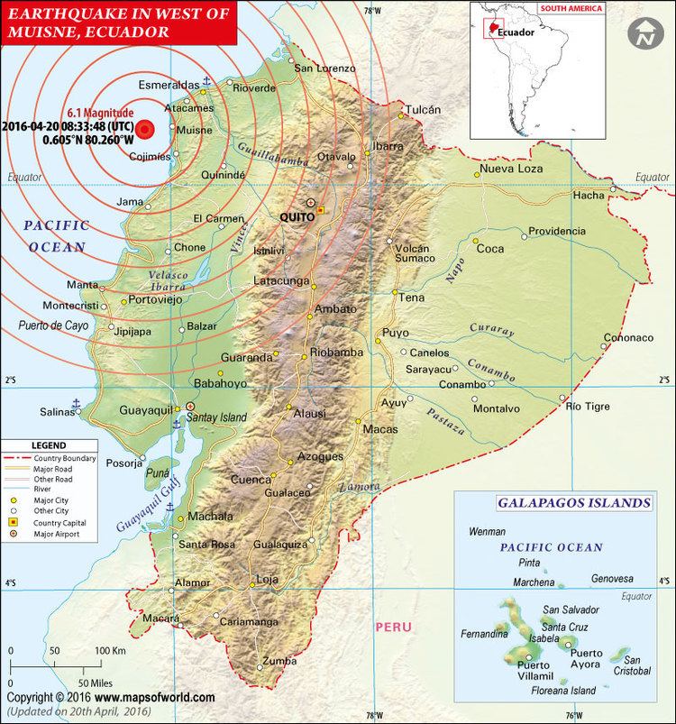 2016 Ecuador earthquake Ecuador Earthquake Map Areas Affected by Earthquake in Ecuador