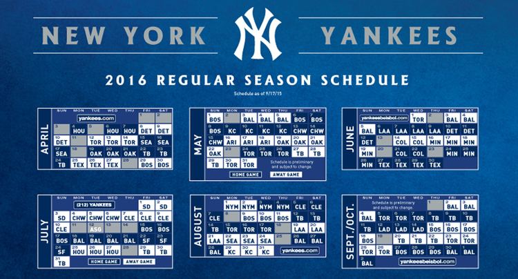 2016 New York Yankees season playmakersmediacomimages2016NYSCHEDjpg