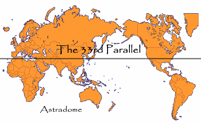 World Map showing the 33rd Parallel North