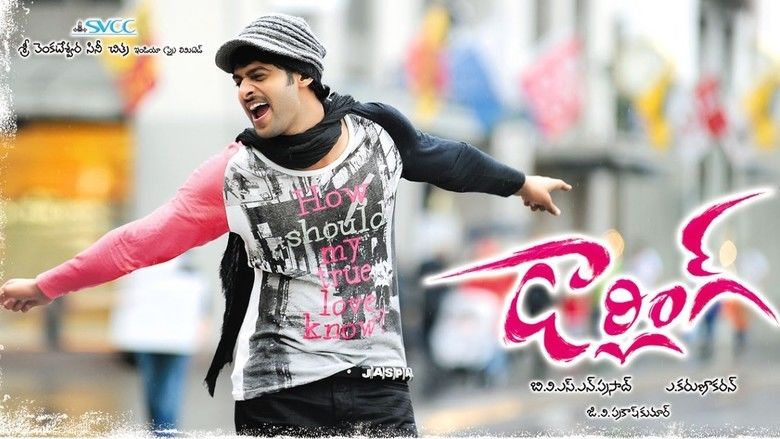 Darling (2010 film) Prabhas wearing a printed long-sleeved shirt, denim pants, scarf, and a hat