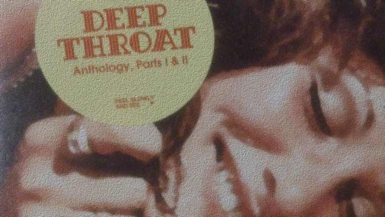 Linda Lovelace smiling while her eyes close on the cover of the Deep Throat anthology part I and II