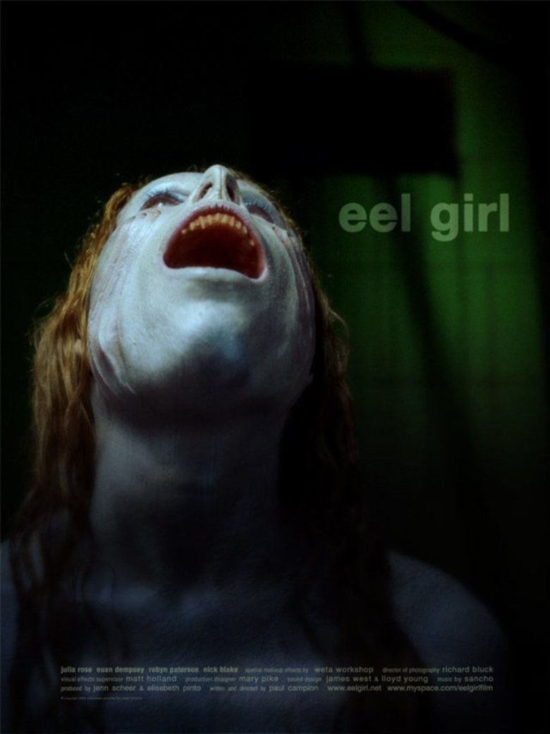 A poster of the 2008 film "Eel Girl" starring Julia Rose as the Eel girl