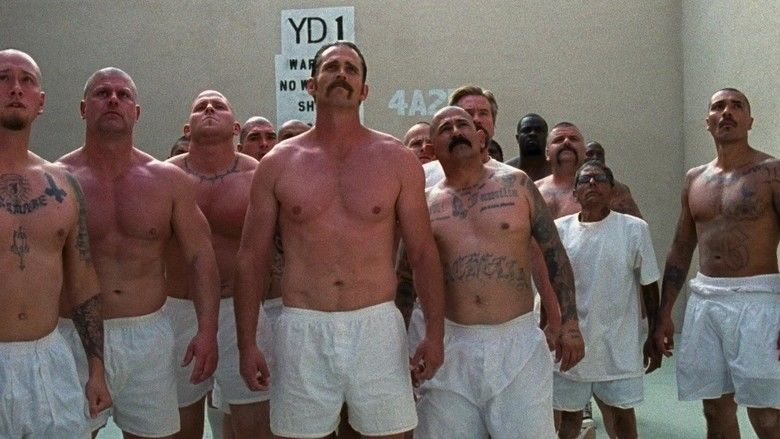 Multiple prisoners in a scene from the movie Felon, 2008.