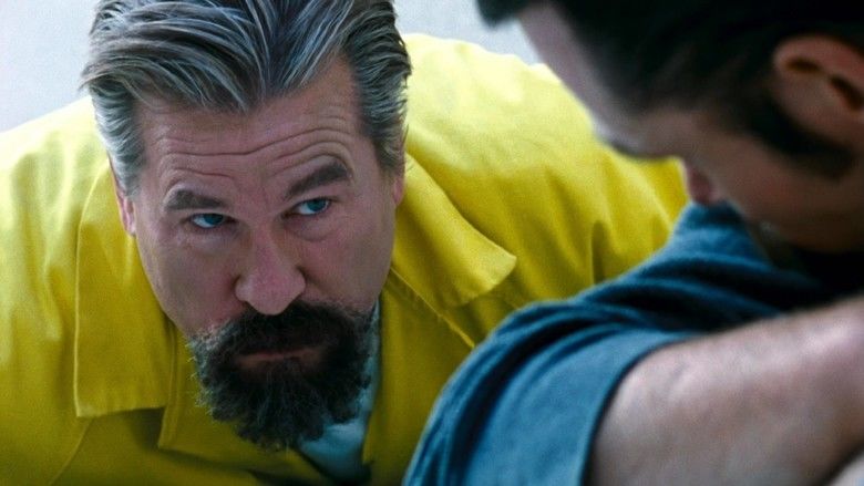 Val Kilmer as John Smith talking to his inmates and wearing a yellow prison outfit in a scene from the movie Felon, 2008.