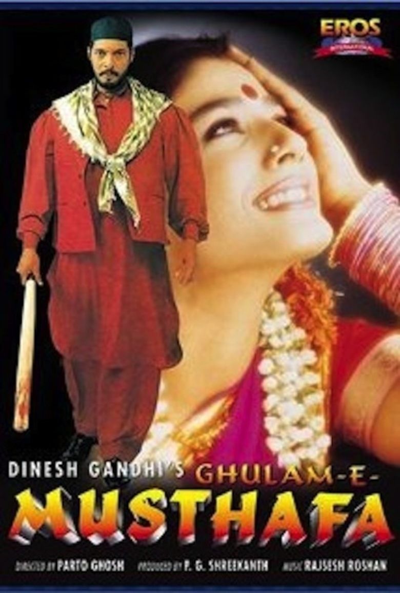 The movie poster of Ghulam-E-Musthafa featuring Nana Patekaras Ghulam-E-Musthafa and Raveena Tandon as Kavita