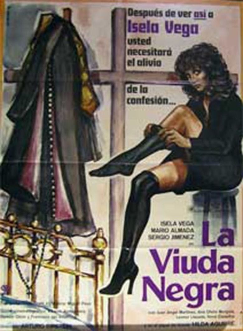 A movie poster of the 1977 film La Viuda Negra featuring Isela Vega as Matea.