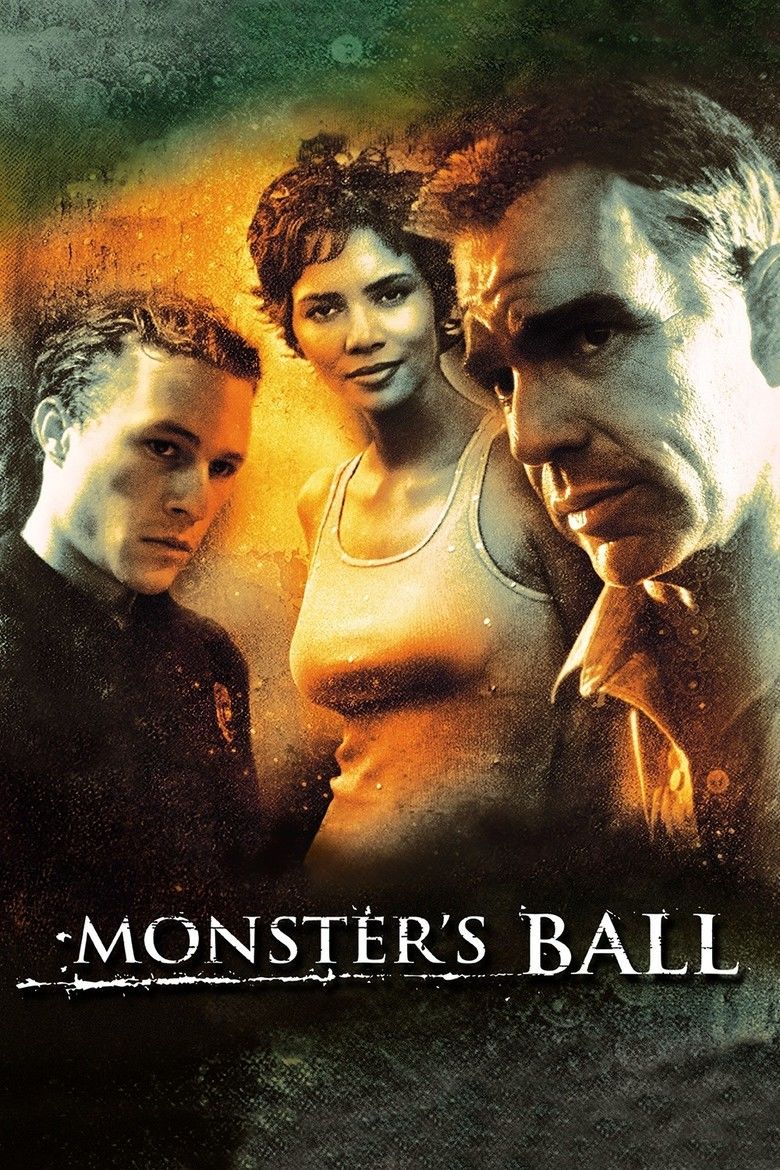 Billy Bob Thornton, Halle Berry, and Heath Ledger in the movie poster of the 2001 American drama film Monster's Ball