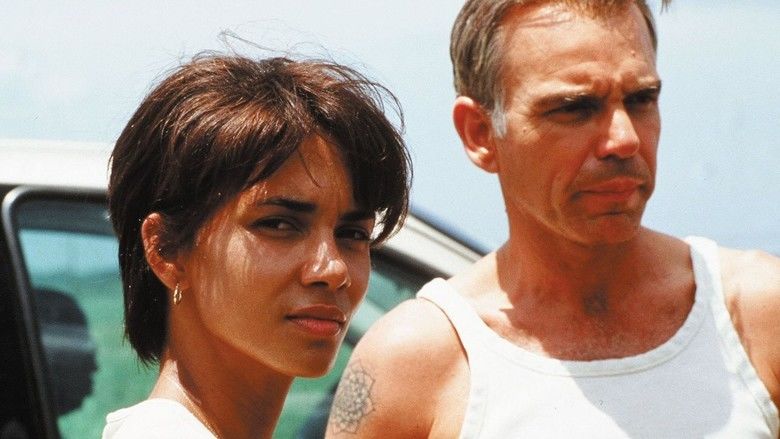 Billy Bob Thornton and Halle Berry wearing a white shirt in a movie scene from the 2001 American drama film Monster's Ball