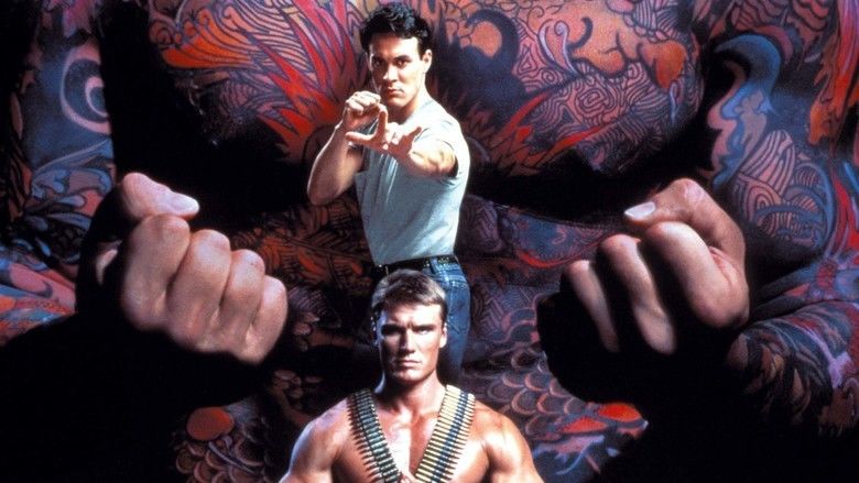 Dolph Lundgren and Brandon Lee's fierce look in the 1991 film Showdown in Little Tokyo