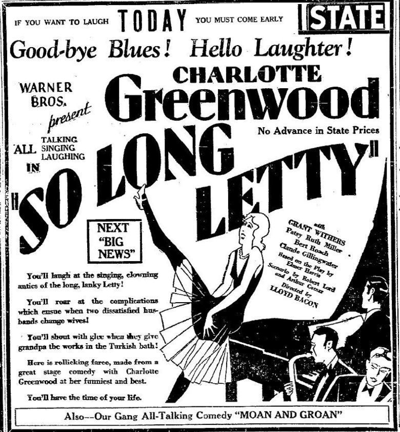 So Long Letty (1929 film) movie poster