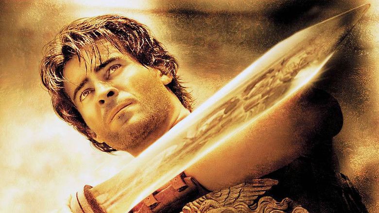 Poster of Spartacus, a 2004 North American miniseries starring Goran Visnjic with a serious face while holding a sword and wearing armor.