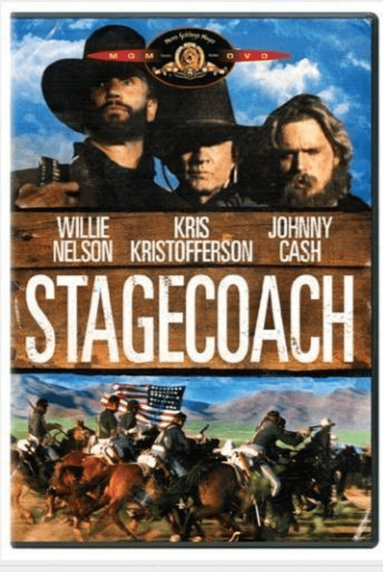 Stagecoach (1986 film) movie poster starring Willie Nelson, Kris Kristofferson, and Johnny Cash