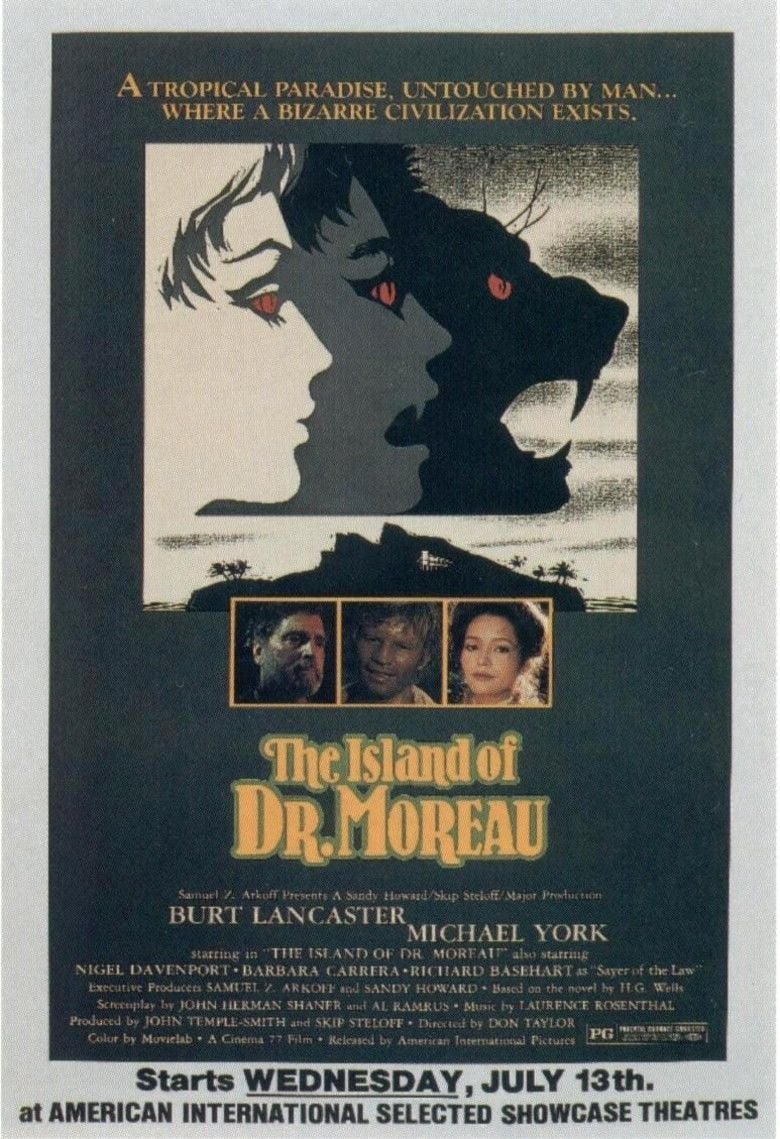 The Island of Dr Moreau (1977 film) movie poster