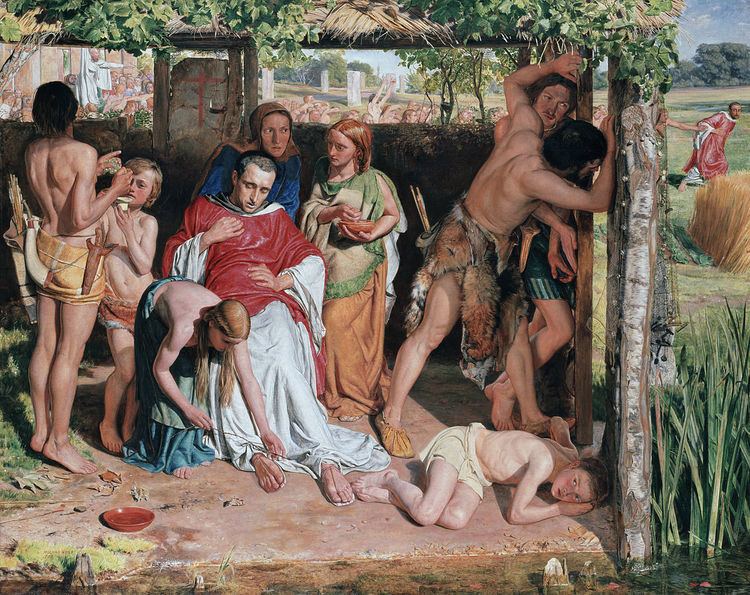 A Converted British Family Sheltering a Christian Missionary from the Persecution of the Druids