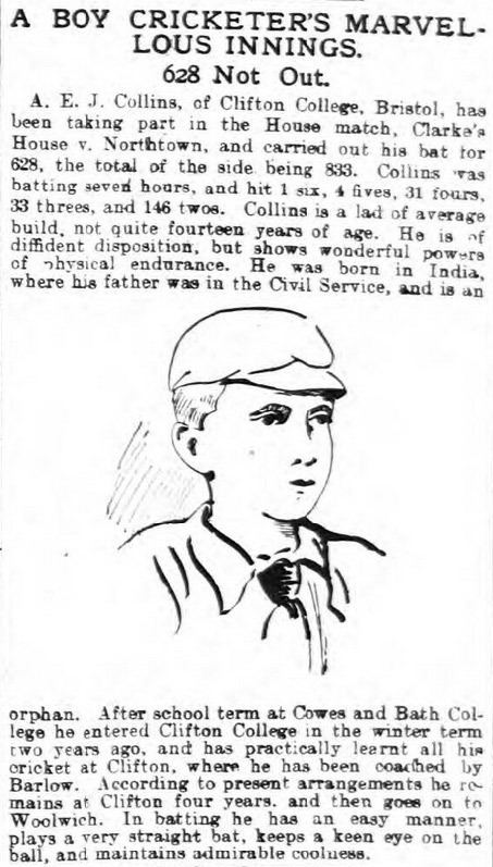 A. E. J. Collins A E J Collins and the highest recorded cricket score