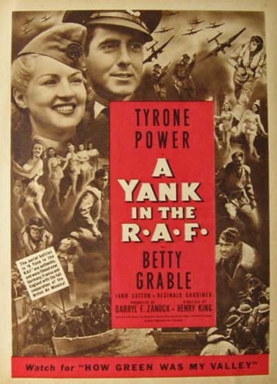 1941 A Yank in the RAF Movie Ad Betty Grable Vintage Movie Ads