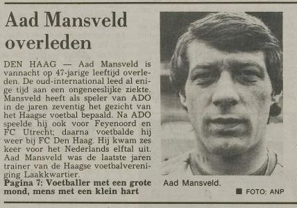 Aad Mansveld Aad Mansveld voetballer met een grote mond mens met een