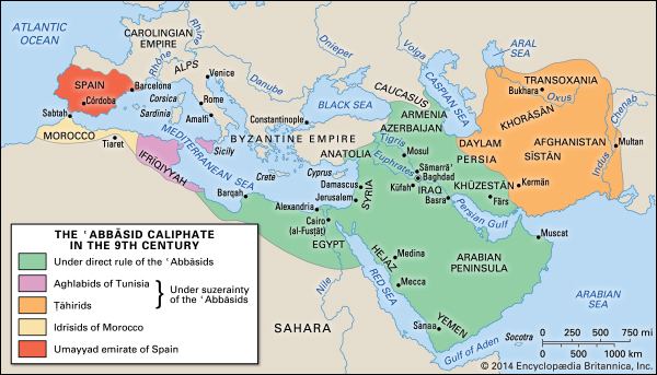 Map of Abbasid Caliphate in the 9th Century