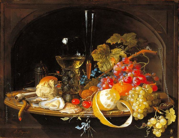 Abraham Mignon Food in the Uffizi Gallery in painting not to eat