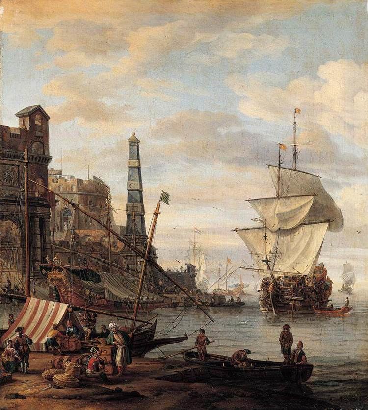 Abraham Storck Mediterranean Harbour Scene by STORCK Abraham