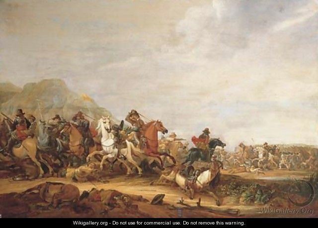 Abraham van der Hoef A cavalry skirmish Abraham van der Hoef WikiGalleryorg the