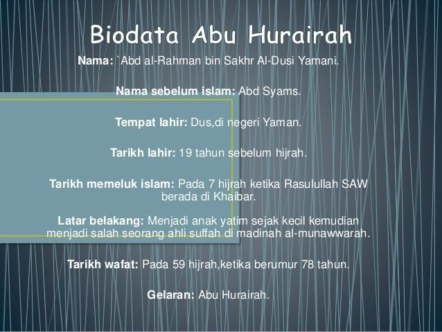 Abu adalah asli nama hurairah Abu Hurairah