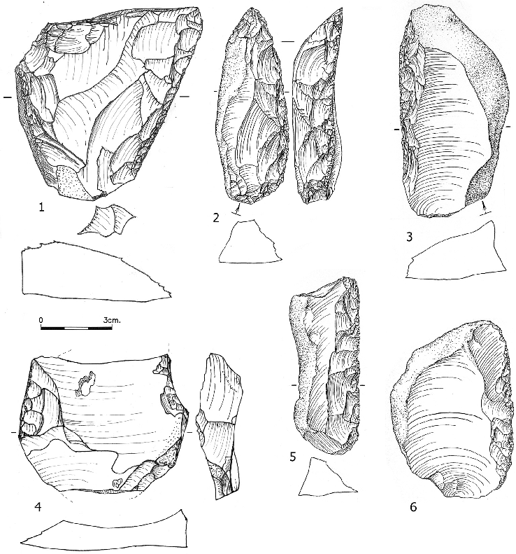 Scrapers from the Acheulo-Yabrudian shaped on d ebordants (1,4) and... |  Download Scientific Diagram