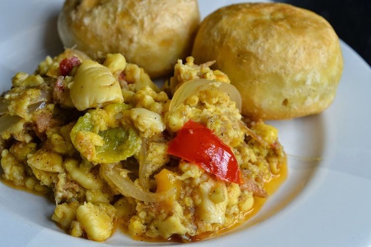 Ackee and saltfish Greedy Girl Ackee and saltfish with fried dumplings
