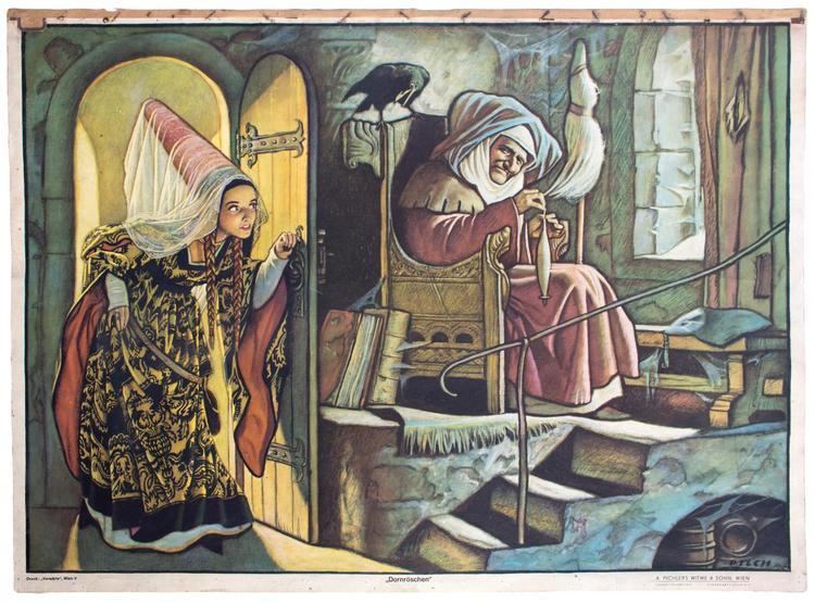 Adalbert Pilch Fairy Tale Wall Chart of Sleeping Beauty by Adalbert Pilch 1951 for
