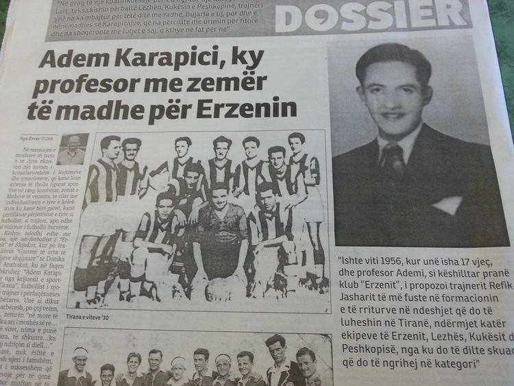 Adem Karapici Adem Karapici ky themelues i futbollit dhe sportit shqiptar Lexoni