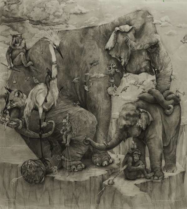 Adonna Khare Giant PencilSketched Posters 39Elephants39 Mural by