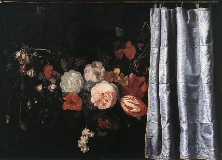 Adriaen van der Spelt FileAdriaen van der Spelt Flower StillLife with Curtain