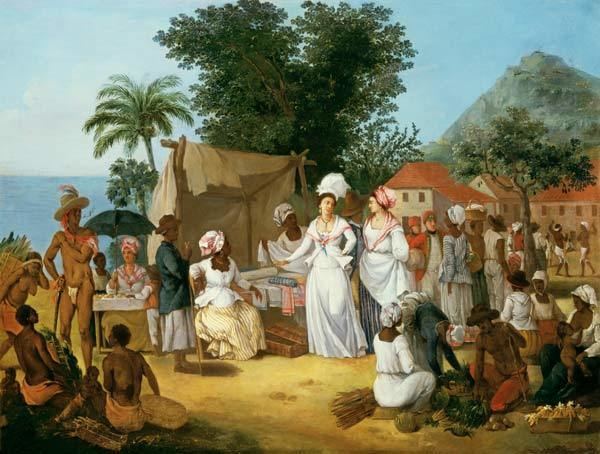 Agostino Brunias A linen market with a linen stall and a Agostino Brunias