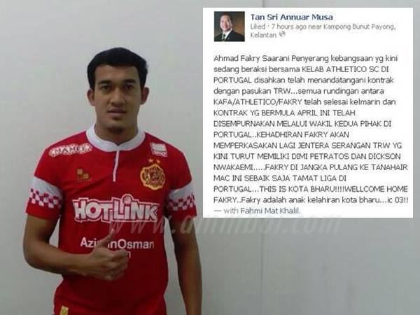 Ahmad Fakri Saarani FAKRI SAARANI SAH SERTAI KELANTAN TAN SRI ANNUAR MUSA