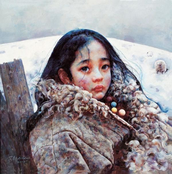 Ai Xuan Tibet Girl Painting by Ai Xuan Art and Design