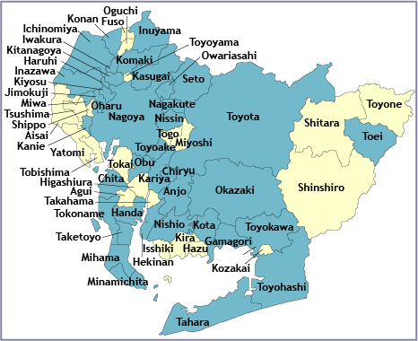 Regions Cities Aichi Prefecture