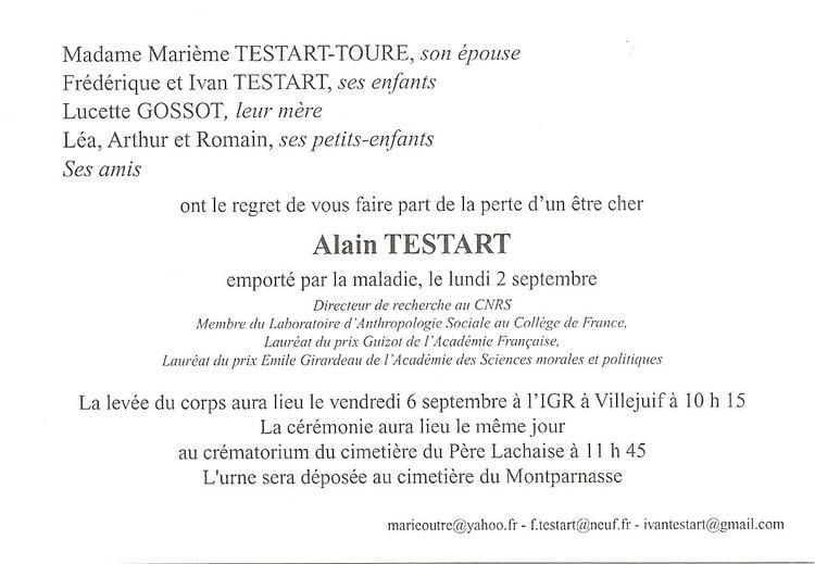 Alain Testart Alain TESTART 19452013
