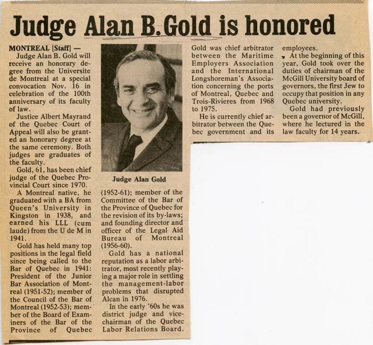 Alan B. Gold Justice Alan B Gold Juifs dici Quebec