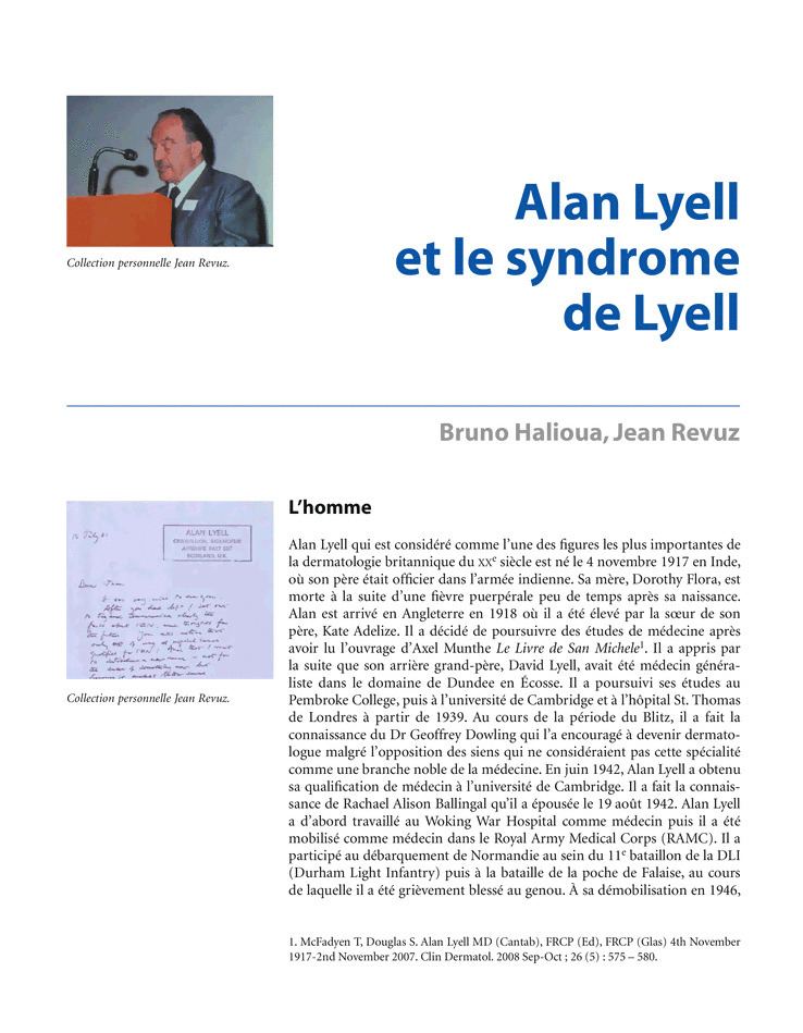 Alan Lyell Alan Lyell et le syndrome de Lyell Springer