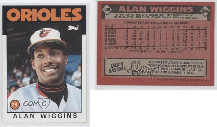 Alan Wiggins 1986 Topps 508 Alan Wiggins Baltimore Orioles Baseball Card eBay