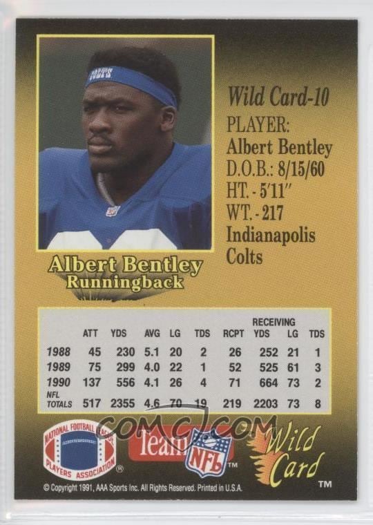 Albert Bentley 1991 Wild Card 100 Stripe 10 Albert Bentley COMC Card