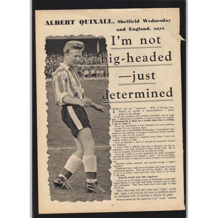 Albert Quixall Signed picture of Albert Quixall the Sheffield Wednesday footballer